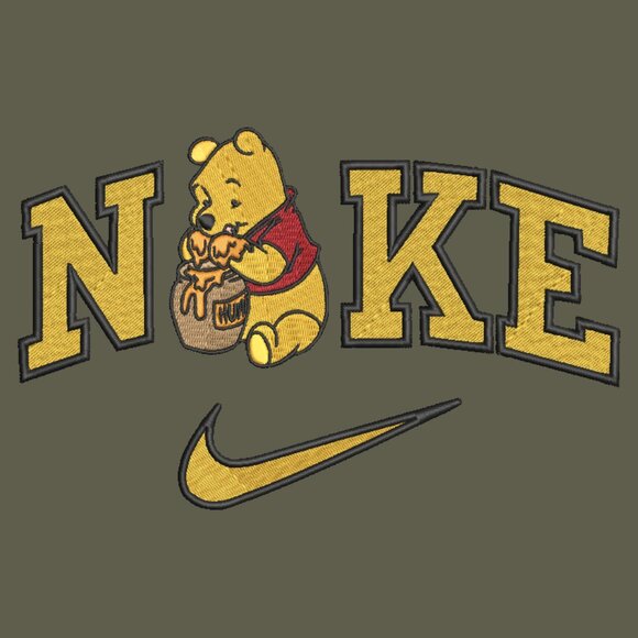 Nike Winnie The Pooh Embroidered Adult Unisex Crewneck Sweatshirt Honey Pot - Picture 1 of 16